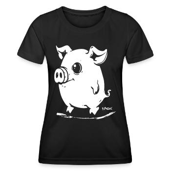 Niedliches Cartoon Schwein - Frauen Funktions-T-Shirt - Schwarz - Vorne - AI Model Female 172 light (172cm)