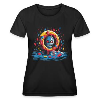 A spooky realm in the circle of delicious donuts - Women's Functional T-Shirt - black - Front - AI Model Female 172 light (172cm)