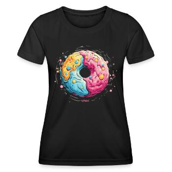 Une galaxie de beignets - T-shirt sport Femme - noir - Devant - AI Model Female 172 light (172cm)