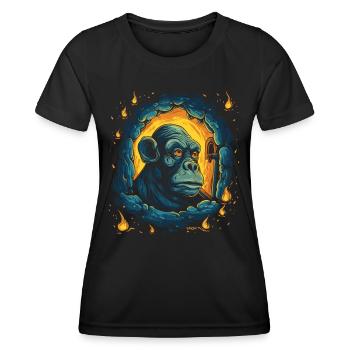 The Night of the Starry Bright Dungeon Monkey - Women's Functional T-Shirt - black - Front - AI Model Female 172 light (172cm)