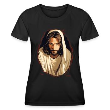 Le gars qui ressemble à Jésus en moi sort - T-shirt sport Femme - noir - Devant - AI Model Female 172 light (172cm)