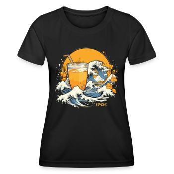 Orange Juice Kanagawa Wave of Japan - Women's Functional T-Shirt - black - Front - AI Model Female 172 light (172cm)