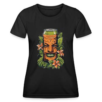 Smiling Tiki in the Jungle: Soda Can - Women's Functional T-Shirt - black - Front - AI Model Female 172 light (172cm)