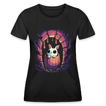 L’adorable lapin du donjon dans un tonneau - T-shirt sport Femme - noir - Devant - AI Model Female 172 light (172cm)