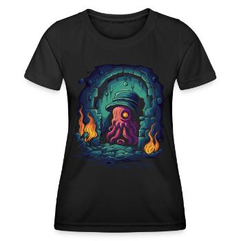 Deep Dark Dungeon Detective Octopus - Women's Functional T-Shirt - black - Front - AI Model Female 172 light (172cm)