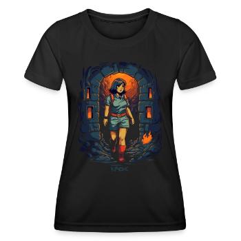 Explorez le donjon avec Dora - T-shirt sport Femme - noir - Devant - AI Model Female 172 light (172cm)