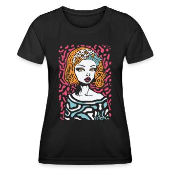 Dessin animé d’art moderne : Portrait cool d’une femme - T-shirt sport Femme - noir - Devant - AI Model Female 172 light (172cm)