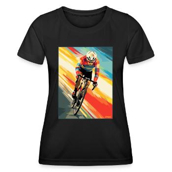 Art moderne Rayures colorées et rues Cyclisme - T-shirt sport Femme - noir - Devant - AI Model Female 172 light (172cm)