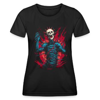 Squelette de crâne de tête d'aiguille d'horreur - T-shirt sport Femme - noir - Devant - AI Model Female 172 light (172cm)
