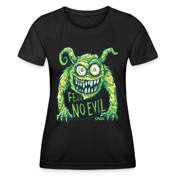 Fear No Evil: Funny Cartoon Monster - Women's Functional T-Shirt - black - Front - AI Model Female 172 light (172cm)