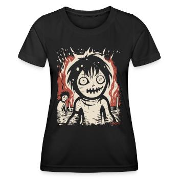 Willkommen im Horror Platz, demotivierend positiv - Frauen Funktions-T-Shirt - Schwarz - Vorne - AI Model Female 172 light (172cm)