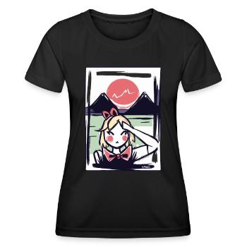 Japanisches Mädchen in Japan unter der roten Sonne - Frauen Funktions-T-Shirt - Schwarz - Vorne - AI Model Female 172 light (172cm)
