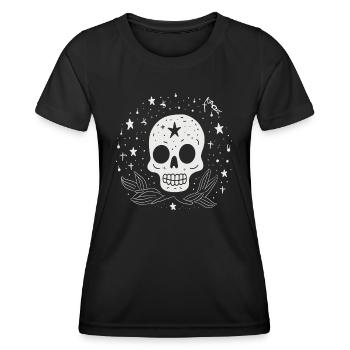 Sternenhimmel mit Sternen und coolem Totenkopf - Frauen Funktions-T-Shirt - Schwarz - Vorne - AI Model Female 172 light (172cm)