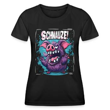 Shut Rough Cartoon Pig - Women's Functional T-Shirt - black - Front - AI Model Female 172 light (172cm)