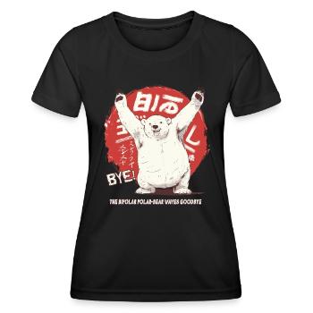 The bipolar polar bear polar bear waves goodbye - Women's Functional T-Shirt - black - Front - AI Model Female 172 light (172cm)