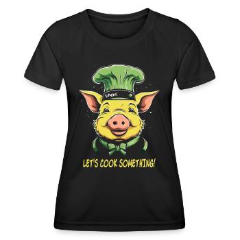 Pork Chef Chef: Let's cook something! - Women's Functional T-Shirt - black - Front - AI Model Female 172 light (172cm)