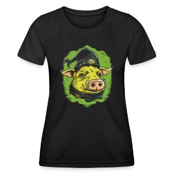 Robin Pig et la Confrérie - T-shirt sport Femme - noir - Devant - AI Model Female 172 light (172cm)