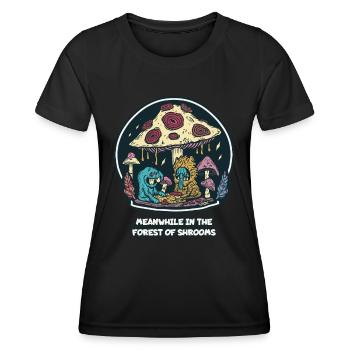 Meanwhile in the magical forest of mushrooms - Women's Functional T-Shirt - black - Front - AI Model Female 172 light (172cm)