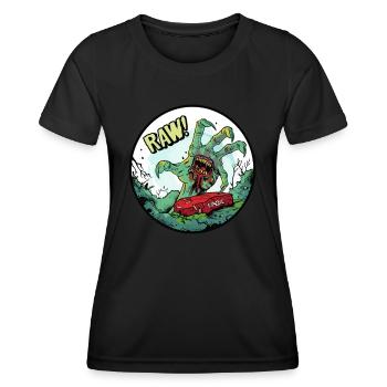 Main de zombie hors de la tombe avec de la viande crue - T-shirt sport Femme - noir - Devant - AI Model Female 172 light (172cm)