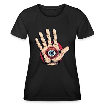 Hand with eye: Watch out! - Women's Functional T-Shirt - black - Front - AI Model Female 172 light (172cm)