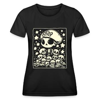 Crâne de pirate Chibi - T-shirt sport Femme - noir - Devant - AI Model Female 172 light (172cm)