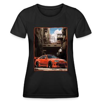 Brutalismus Anime JDM Auto - Frauen Funktions-T-Shirt - Schwarz - Vorne - AI Model Female 172 light (172cm)