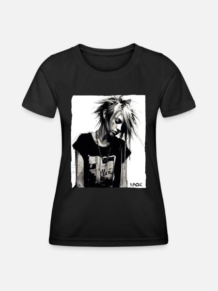 Punk Mädchen - Frauen Funktions-T-Shirt - Schwarz