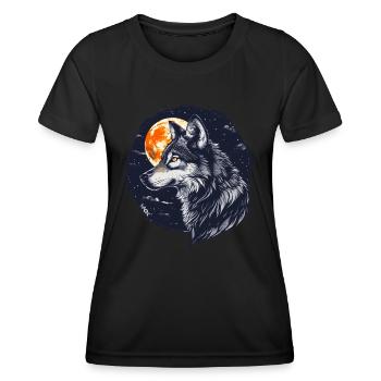 Wolf und Vollmond - Frauen Funktions-T-Shirt - Schwarz - Vorne - AI Model Female 172 light (172cm)