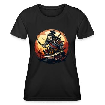 Lustiger und cooler japanischer Samurai - Frauen Funktions-T-Shirt - Schwarz - Vorne - AI Model Female 172 light (172cm)