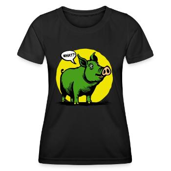 Yellow and green funny pig, huh? - Women's Functional T-Shirt - black - Front - AI Model Female 172 light (172cm)