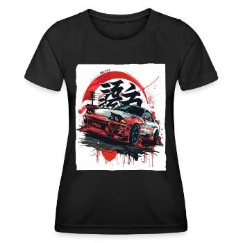 Straßenrennen mit japanischen JDM-Autos der 90er - Frauen Funktions-T-Shirt - Schwarz - Vorne - AI Model Female 172 light (172cm)