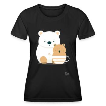 Big Bear and Little Bear in a Coffee Cup - Women's Functional T-Shirt - black - Front - AI Model Female 172 light (172cm)