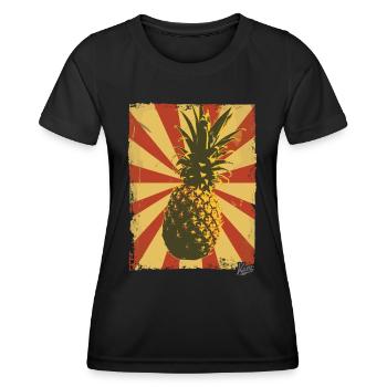 Ananas de style propagande - T-shirt sport Femme - noir - Devant - AI Model Female 172 light (172cm)