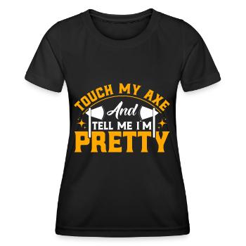 Wettbewerbe im Axtwerfen Axtwerfen Äxte werfen Ges - Frauen Funktions-T-Shirt - Schwarz - Vorne - AI Model Female 172 light (172cm)