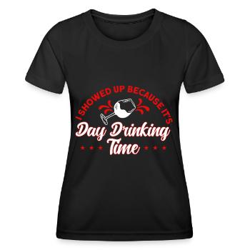 Day Drinking Wine Glasses Drinking Gift - Women's Functional T-Shirt - black - Front - AI Model Female 172 light (172cm)