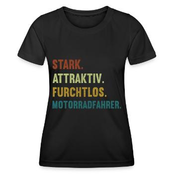 Motorrad Biker Motorradfahrer bike Rocker Rentner - Frauen Funktions-T-Shirt - Schwarz - Vorne - AI Model Female 172 light (172cm)