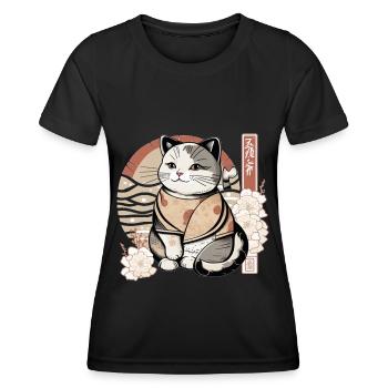Chat d'Edo - T-shirt sport Femme - noir - Devant - AI Model Female 172 light (172cm)