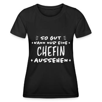 Chefin Mama Lustiger Spruch Familie Beruf Geschenk - Frauen Funktions-T-Shirt - Schwarz - Vorne - AI Model Female 172 light (172cm)