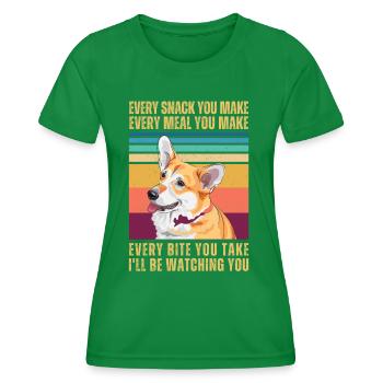 WATCHING CORGI - Women's Functional T-Shirt - kelly green - Front - AI Model Female 172 dark (172cm)