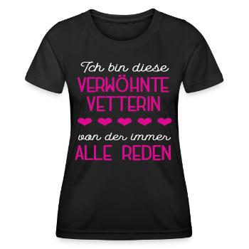 Vetterin Cousine Patin Verwöhntes Kind - Frauen Funktions-T-Shirt - Schwarz - Vorne - AI Model Female 172 light (172cm)