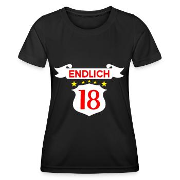 18. Geburtstag endlich 18 - Frauen Funktions-T-Shirt - Schwarz - Vorne - AI Model Female 172 light (172cm)