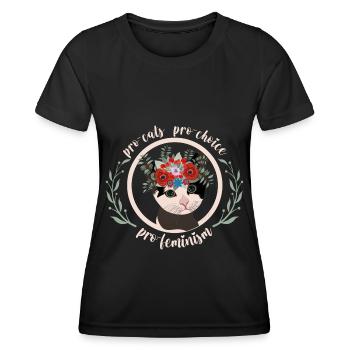 Katzenliebhaberin Frauenrechte Katzenfeminismus - Frauen Funktions-T-Shirt - Schwarz - Vorne - AI Model Female 172 light (172cm)