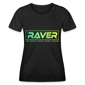 Raver Techno Rave Festival Electro Music - T-shirt sport Femme - noir - Devant - AI Model Female 172 light (172cm)