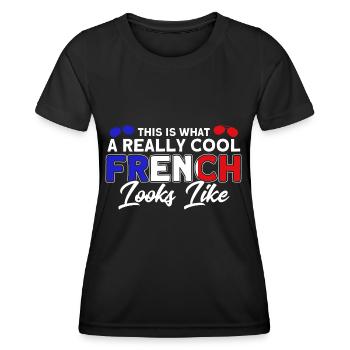 Français Drapeau Français Roots Cadeau - T-shirt sport Femme - noir - Devant - AI Model Female 172 light (172cm)