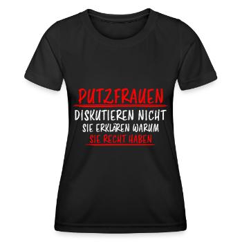Putzfrau Haushalt Spruch Reinigungskraft Geschenk - Frauen Funktions-T-Shirt - Schwarz - Vorne - AI Model Female 172 light (172cm)