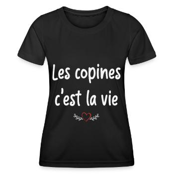 Les copines t shirt humour cadeau noel - T-shirt sport Femme - noir - Devant - AI Model Female 172 light (172cm)