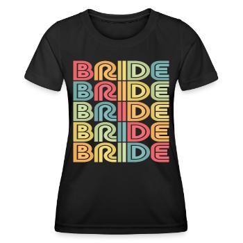 Retro Braut Matching Paar Verlobung Hochzeit - Frauen Funktions-T-Shirt - Schwarz - Vorne - AI Model Female 172 light (172cm)