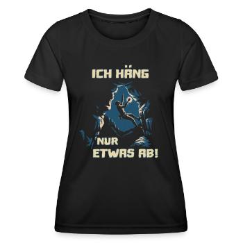 Bouldern und klettern Sprüche für Kletterhalle - Frauen Funktions-T-Shirt - Schwarz - Vorne - AI Model Female 172 light (172cm)