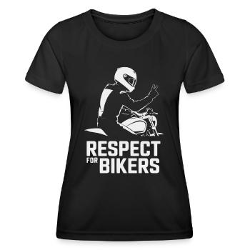 Respect for Bikers - Respekt für Motorradfahrer - Frauen Funktions-T-Shirt - Schwarz - Vorne - AI Model Female 172 light (172cm)