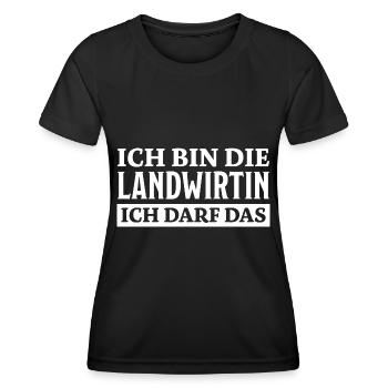 Landwirtin Spruch Fun Lustiges Landwirtin Geschenk - Frauen Funktions-T-Shirt - Schwarz - Vorne - AI Model Female 172 light (172cm)